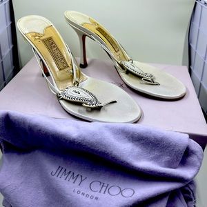 Jimmy Choo heeled sandals White Metallic Washed Goat
